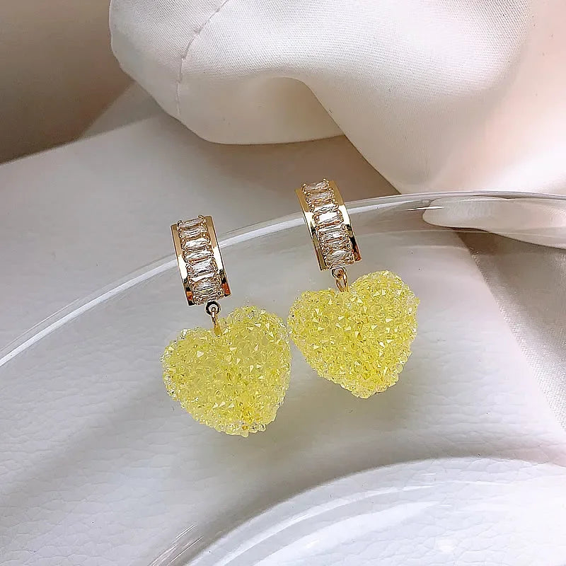 Pink Heart Crystal Dangle Earrings πβ¨ - Cute & Trendy Jewelry for Women, Perfect Gift for Girls! πΈπ©ββ€οΈβπ©