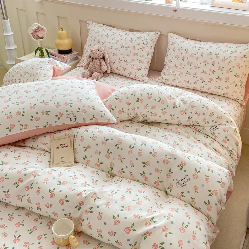Cute Cat & Floral Duvet Cover Set πΈπ± | Adorable Bedding for Girls & Kids!