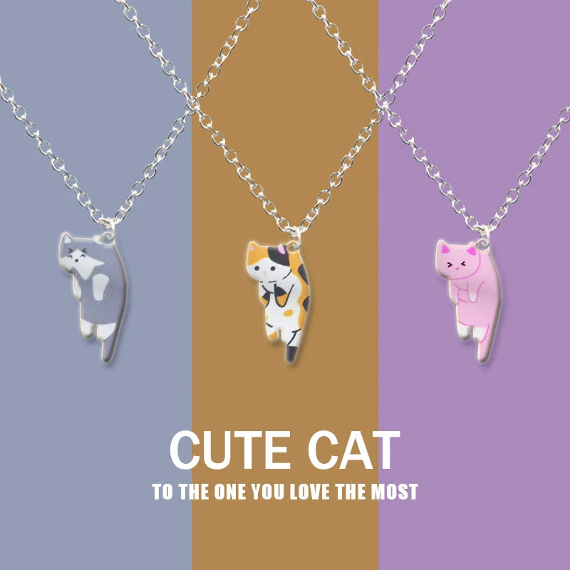 Kawaii Cartoon Cat Pendant Necklace πΎβ¨ - Colorful Metal Choker for Couples & Friends | Adorable Party Jewelry! ππ