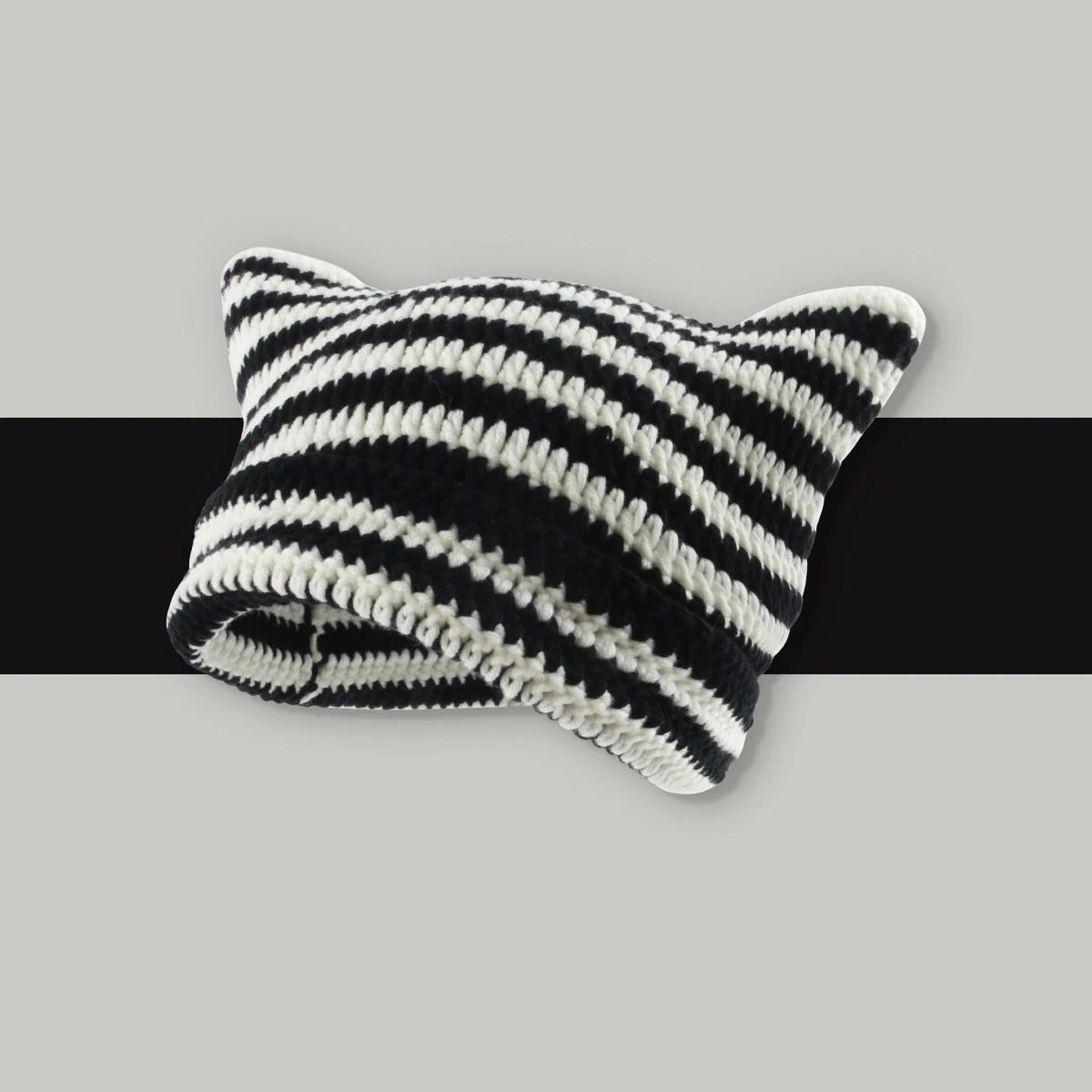 Kawaii Striped Devil Beanie π | Cute Cat Ear Knit Hat for Women πΎ | Cozy Winter Crochet Cap βοΈ