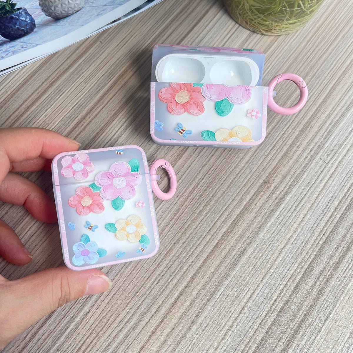 🌸 Cute Floral Silicone Case for AirPods 🌼 Stylish Earphone Cover with Keyring for Girls 🎀 - Pixie Quill