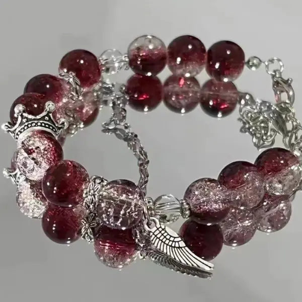 πΈ Kawaii Cherry Blossom Crystal Bracelet πΈ | Elegant Beaded Charm Jewelry for Girls πβ¨