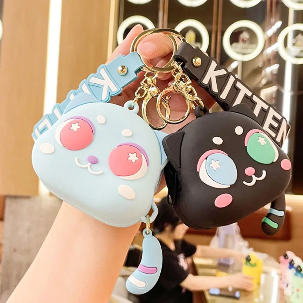 Kawaii Cat Silicone Coin Purse & Keychain - Adorable Mini Wallet for Kids and Women πΎβ¨