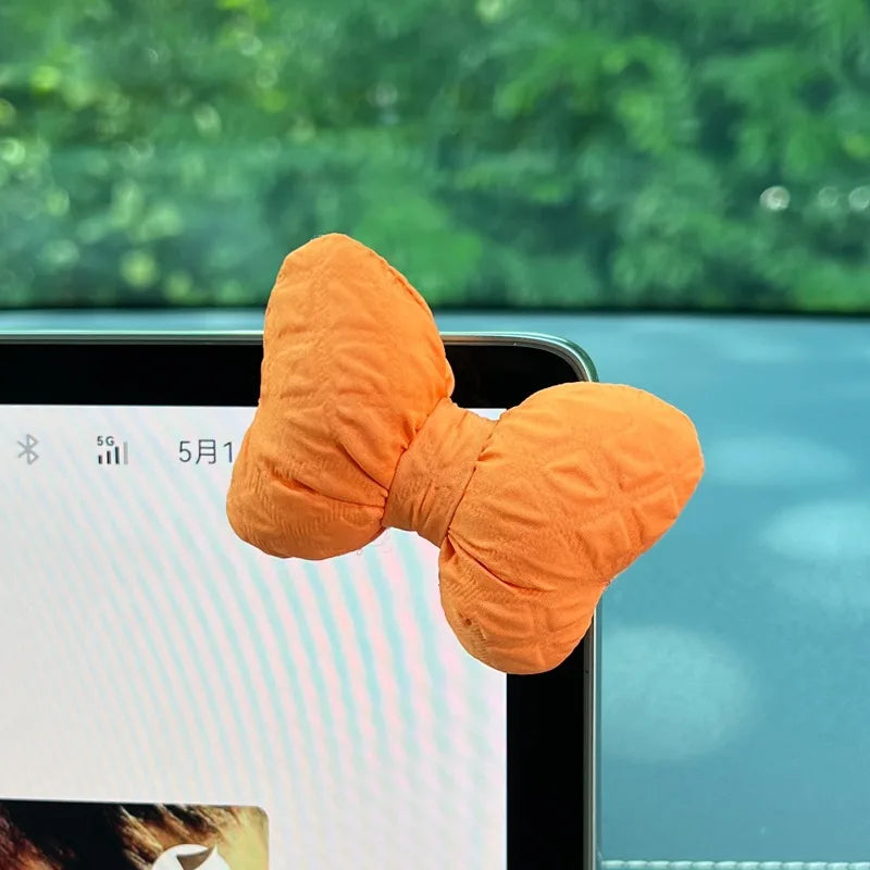 Kawaii Puff Bow Car Decor πβ¨ | Adorable Light Luxury Fabric Accessories for Your Auto Interior! ππ