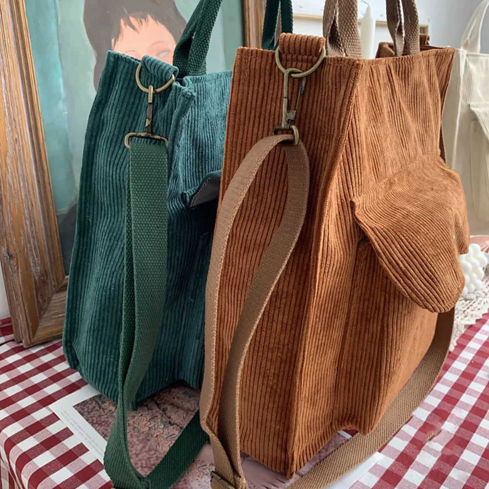 Charming Corduroy Cutie πβ¨ Large Tote for Stylish Adventures! ππΌ - Pixie Quill