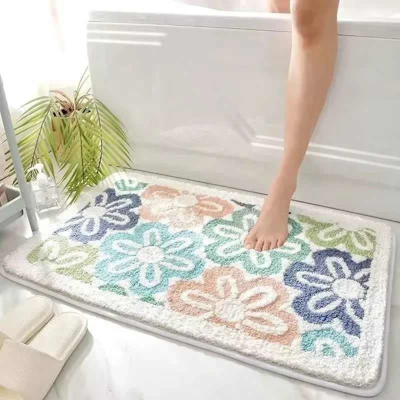 Adorable Kawaii Floral Bathroom Rug ๐ธ | 40x60cm Soft & Absorbent Non-Slip Mat ๐ | Machine Washable Cutie! ๐งผ