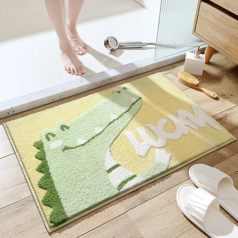 Kawaii Frog & Bear Plush Bath Mat πΈπ§Έ | Non-Slip, Ultra-Absorbent Bathroom Rug for Cozy Decor! πβ¨