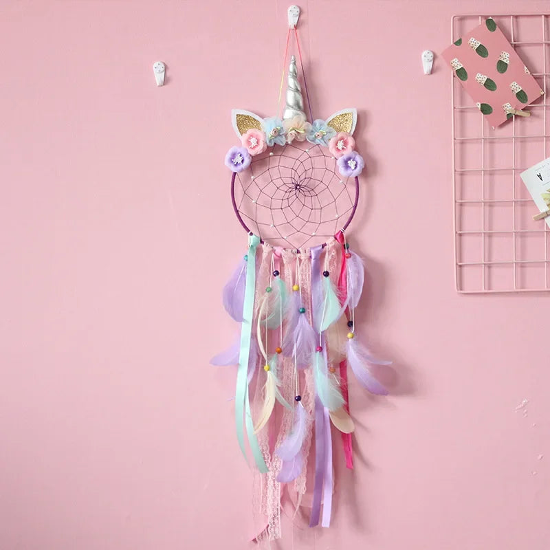 Kawaii Unicorn Dream Catcher 🌈✨ | Whimsical Boho Room Decor 🦄 | LED Baby Bedroom Gift 🎁 | Handcrafted Wall Hanging for Christmas & More!