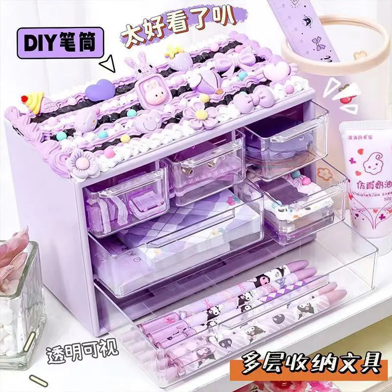 Kawaii Stackable & Foldable Desk Organizer πΈβ¨ | Cute Yiwi Stationery Holder for Students and Offices! ποΈπ
