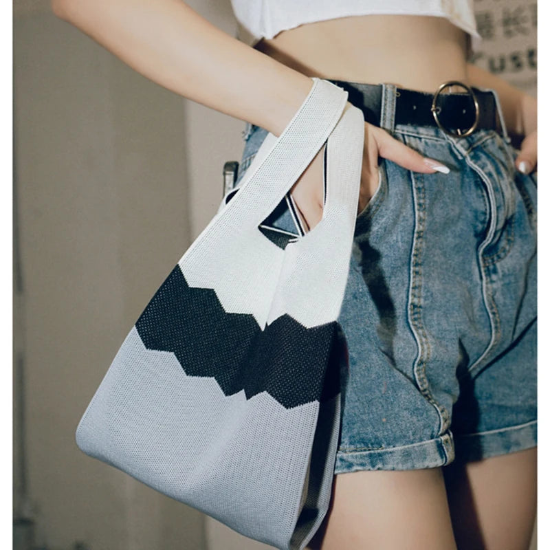 Charming Knitted Beach Bag ποΈβ¨ - Trendy Tote with Woven Wrist Pouch ππ - Pixie Quill