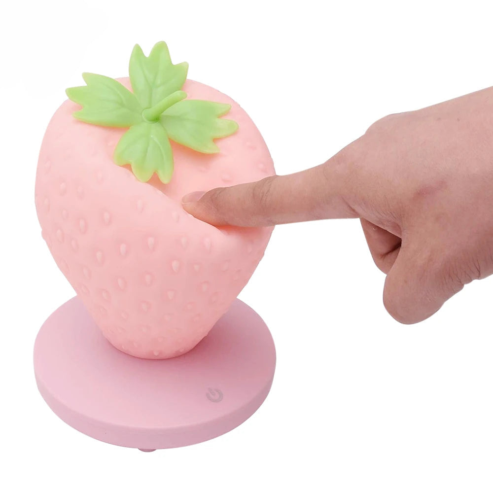 ๐Adorable LED Strawberry Night Light ๐ Touch-Sensor & USB Rechargeable for Cozy Spaces! - Pixie Quill