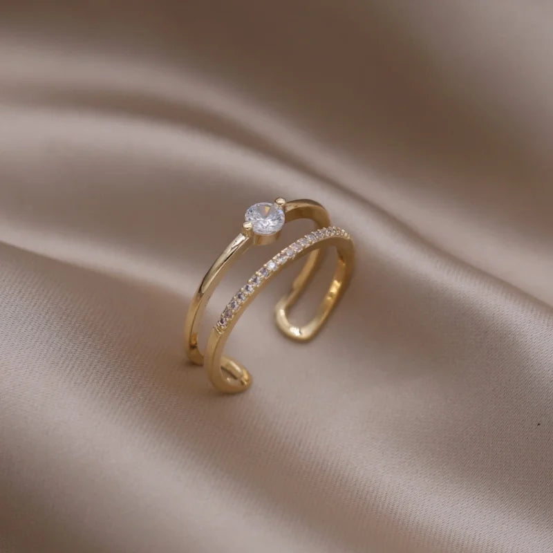 Kawaii Love Crystal Ring 💖✨ - 14K Gold Plated Heart Design for Elegant Daily Wear! 🌟💍
