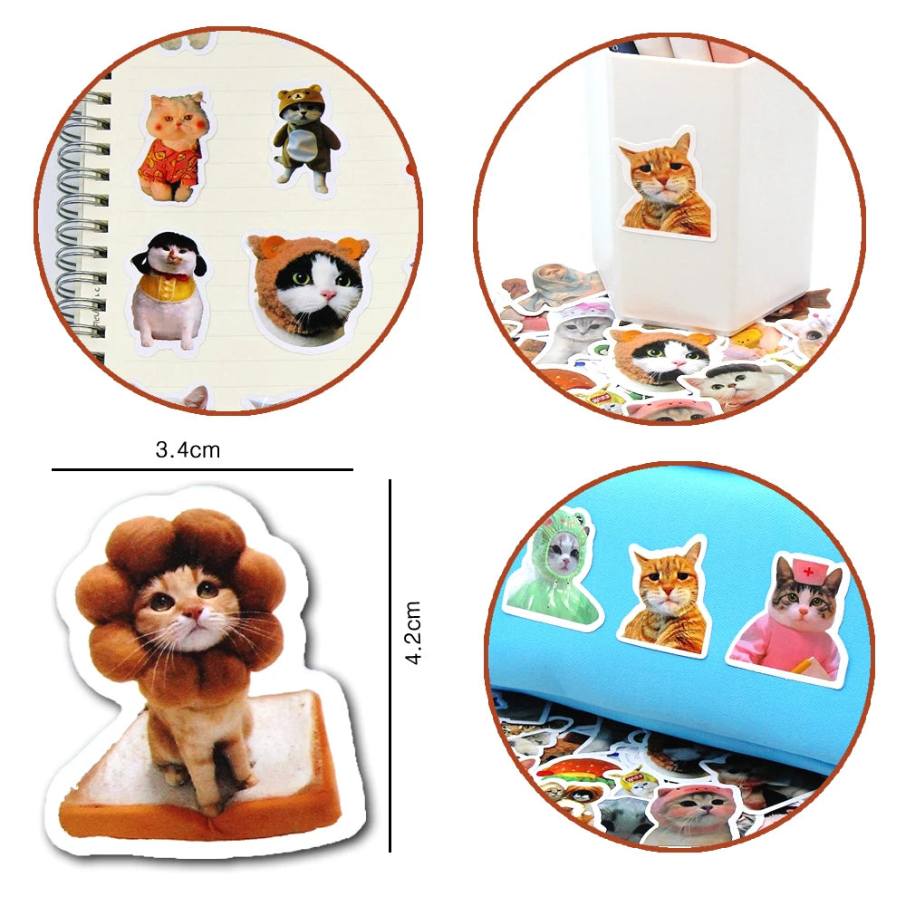 Kawaii Cat Sticker Fun! 🐱✨ 10/50/100pcs Adorable Cartoon Decals for Kids & Crafting 🎨 - Perfect for Laptops, Bikes, & More! 🌈