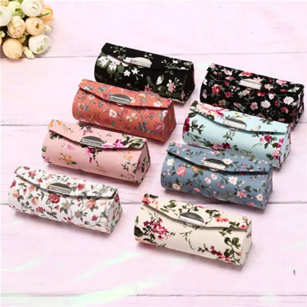 πΈ Kawaii Retro Lipstick Case β¨ Embroidered Flower Glam Box with Mini Mirror π Cute Jewelry & Makeup Storage! πΌ