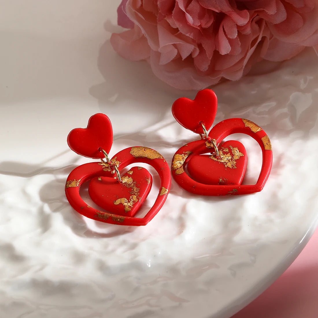 Kawaii Rainbow Heart Dangle Earrings ππ | Handmade Polymer Clay Fun Gifts for Girls & Women πβ¨
