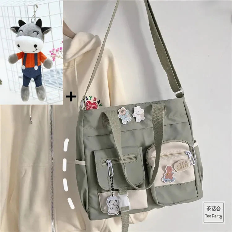 Kawaii Nylon Waterproof Satchel πβ¨ | Adorable Japanese Crossbody Messenger Bag for Students & Girls ππ