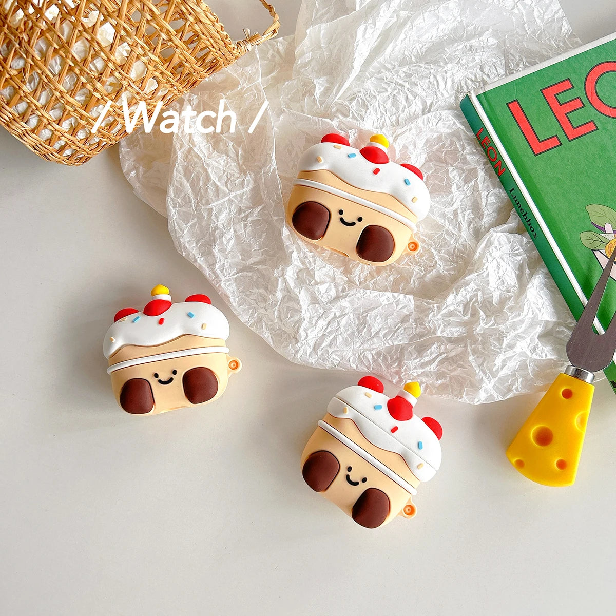 Kawaii 3D Strawberry Cake Bear Silicone Case ๐ฐ๐ป for Apple AirPods 2/3/Pro - Cute Earphone Cover! ๐งโจ