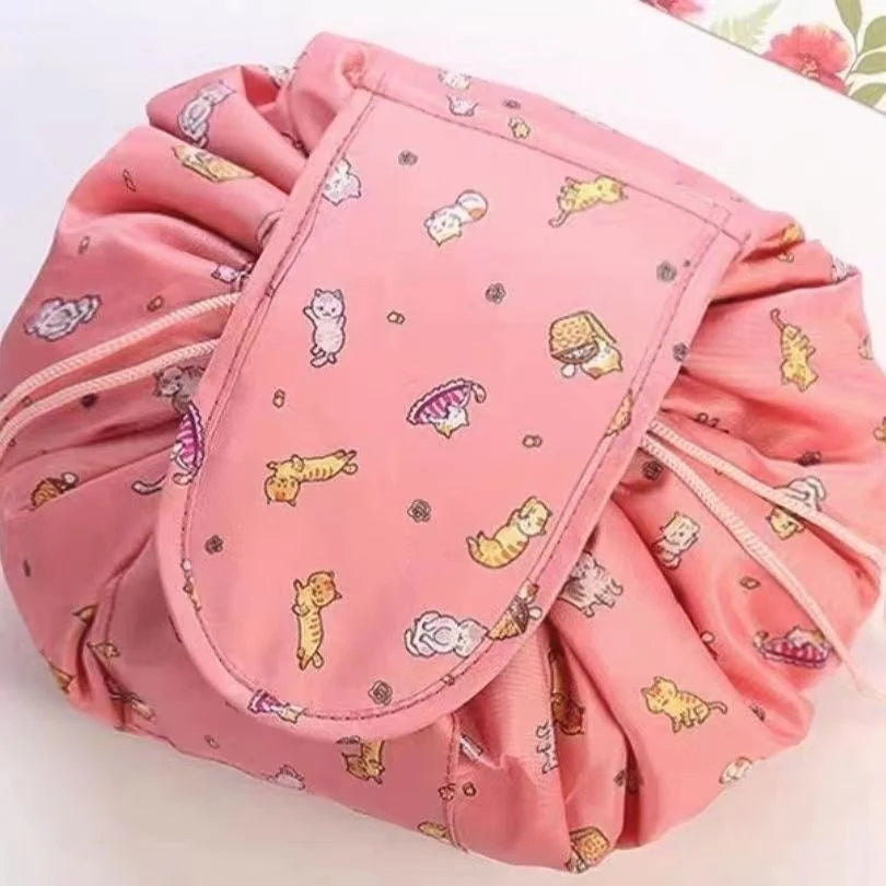 Kawaii Floral Drawstring Makeup Bag πΈβ¨ | Portable Waterproof Cosmetic Pouch for Travel & Toiletries ππ