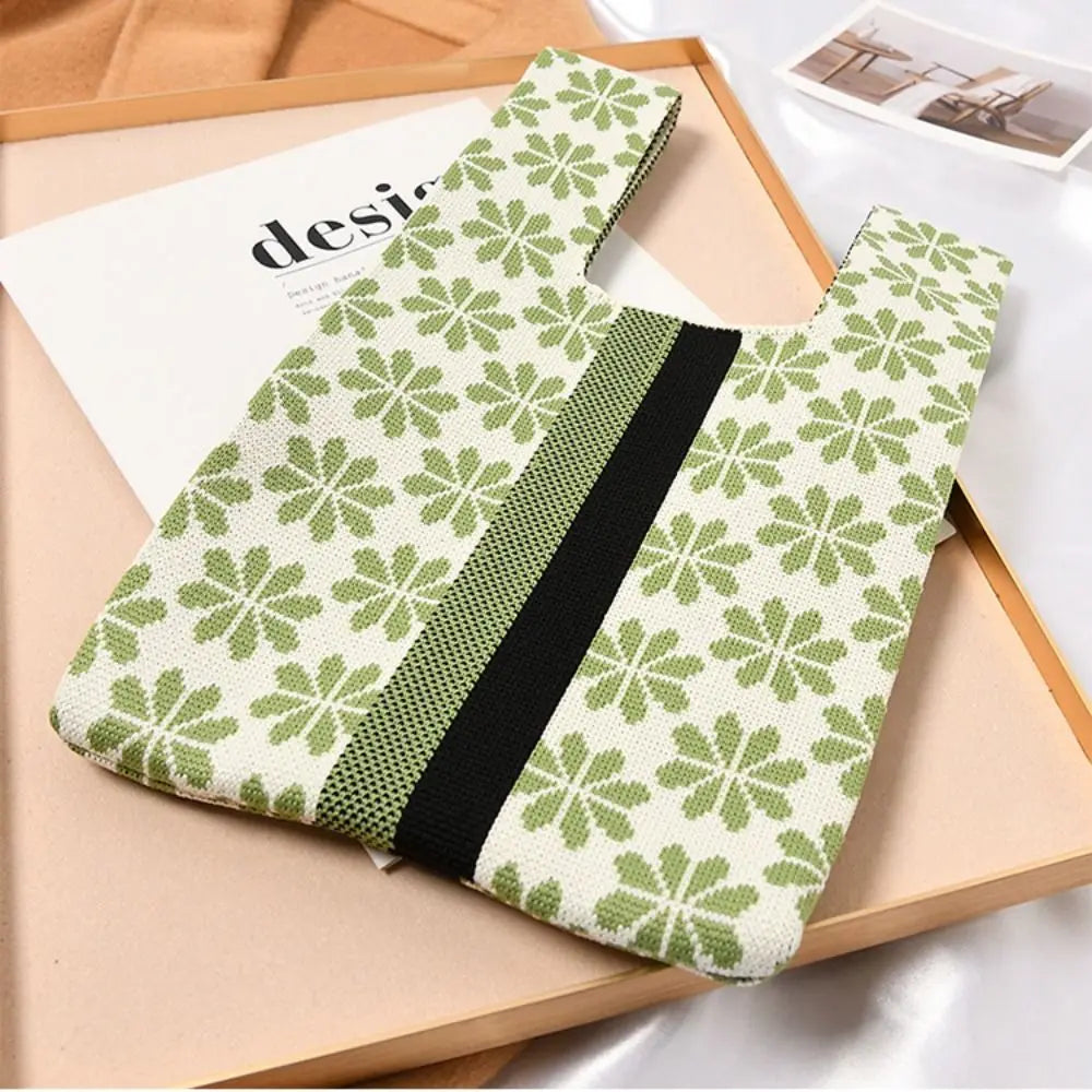Kawaii Floral Knit Wrist Bag πΈβ¨ | Adorable Mini Tote for Chic Students & Casual Outings ππ