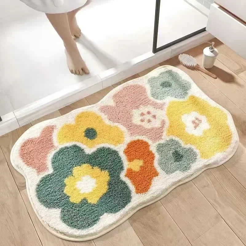 Adorable Kawaii Floral Bathroom Rug ๐ธ | 40x60cm Soft & Absorbent Non-Slip Mat ๐ | Machine Washable Cutie! ๐งผ
