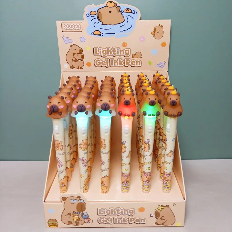 Kawaii Capybara Glow Gel Pen Set β¨πΎ | 0.5mm Black Ink | Cute Stationery for Kids & Office Supplies π¨βοΈ
