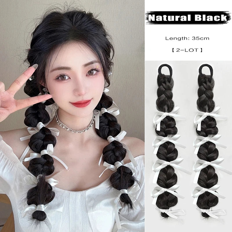 β¨ AOSI QUEEN Sweet Bubble Braid Ponytail Wig π Cute Curly Fried Dough Twists for Volume β¨