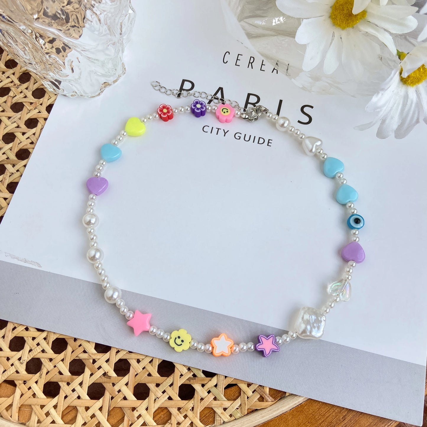 Whimsical Blossom Pearl Choker πΈβ¨ Cute Colorful Beaded Necklace for Trendy Women! ππ