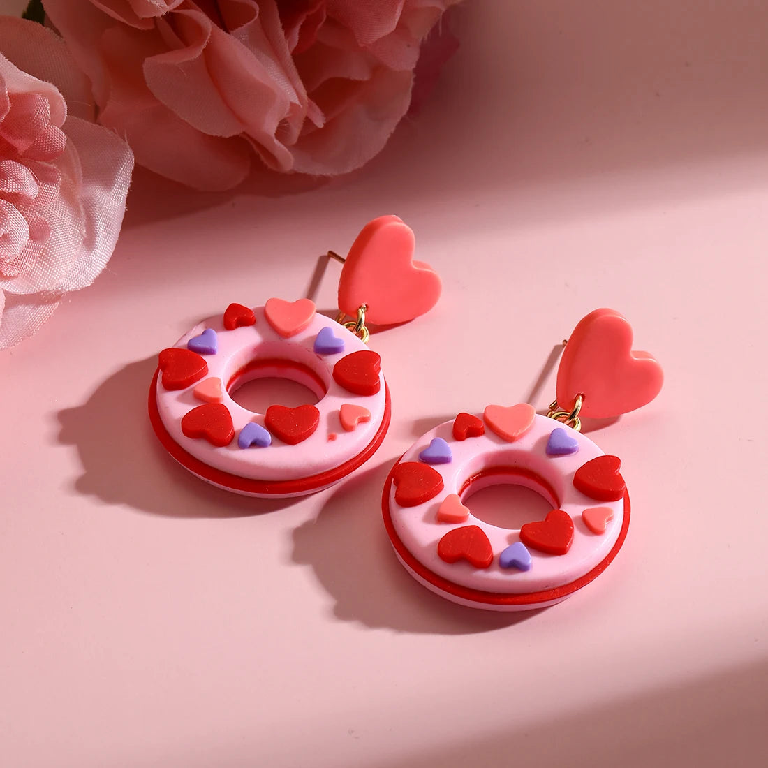 Kawaii Rainbow Heart Dangle Earrings ππ | Handmade Polymer Clay Fun Gifts for Girls & Women πβ¨