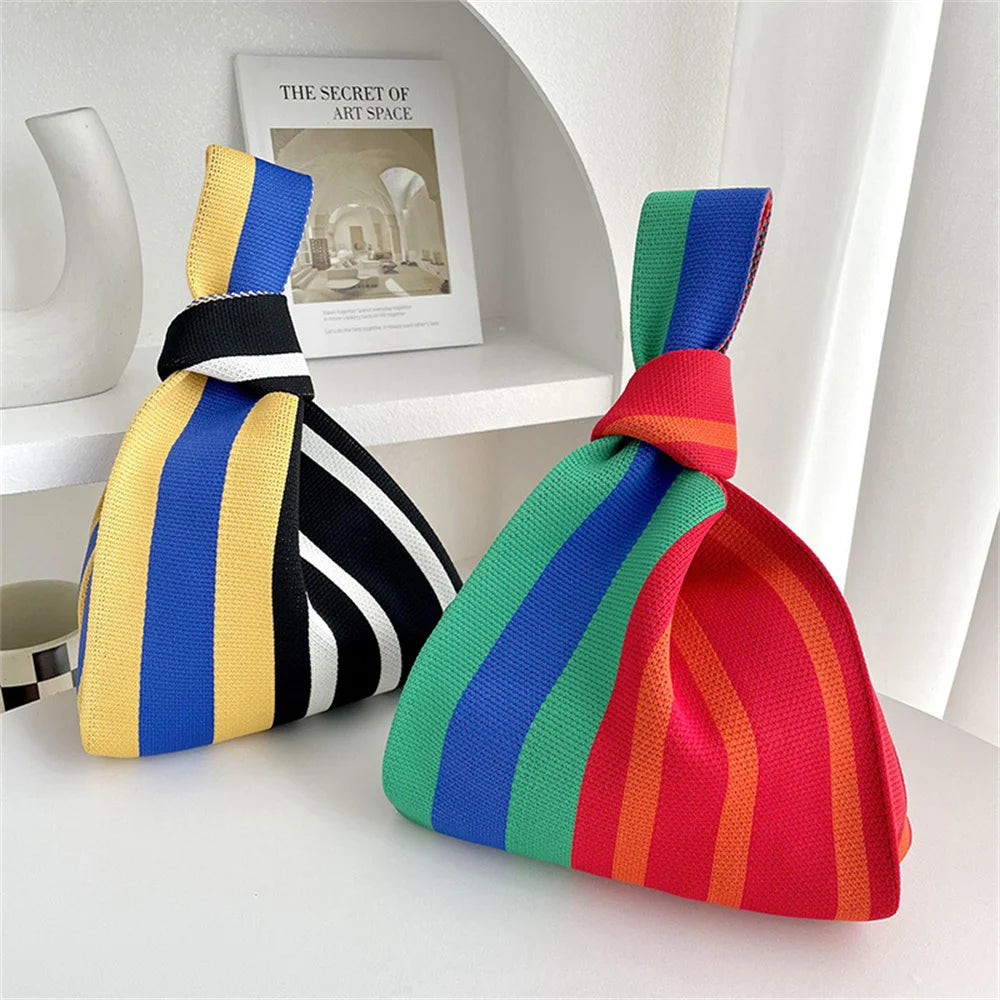 Charming Mini Stripes Tote πβ¨ - Handmade Knit Bag for Stylish Adventures! πποΈ - Pixie Quill