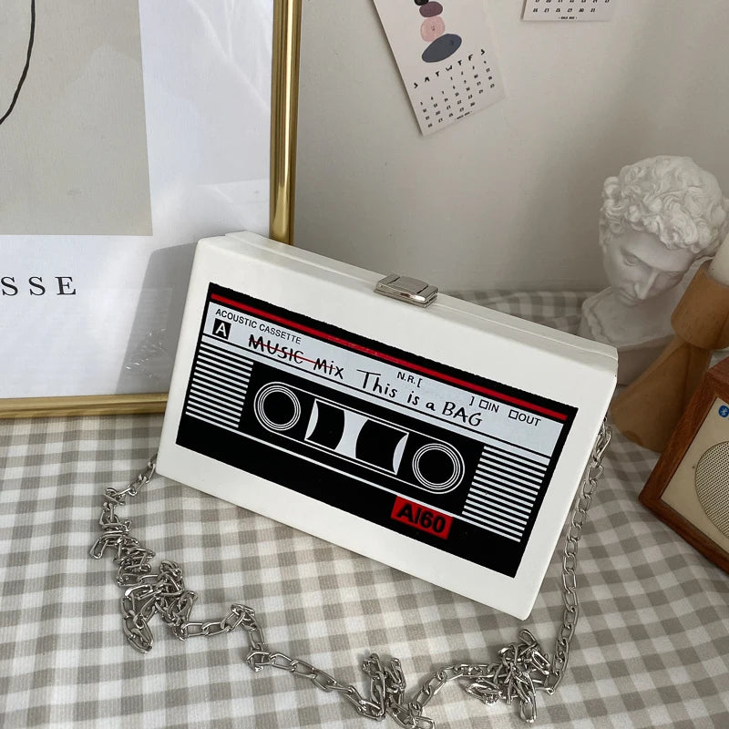 Kawaii Retro Tape Radio Shoulder Bag ๐ถโจ | Adorable Square Crossbody for Trendy Vibes ๐