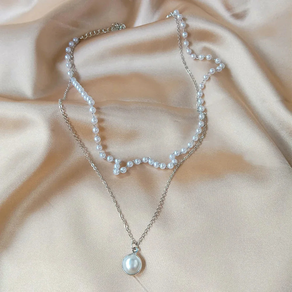 Kawaii Kpop Pearl Choker Necklace πβ¨ Double Layered Charm for Trendy Girls ππ Perfect Gift for Parties & Special Occasions!