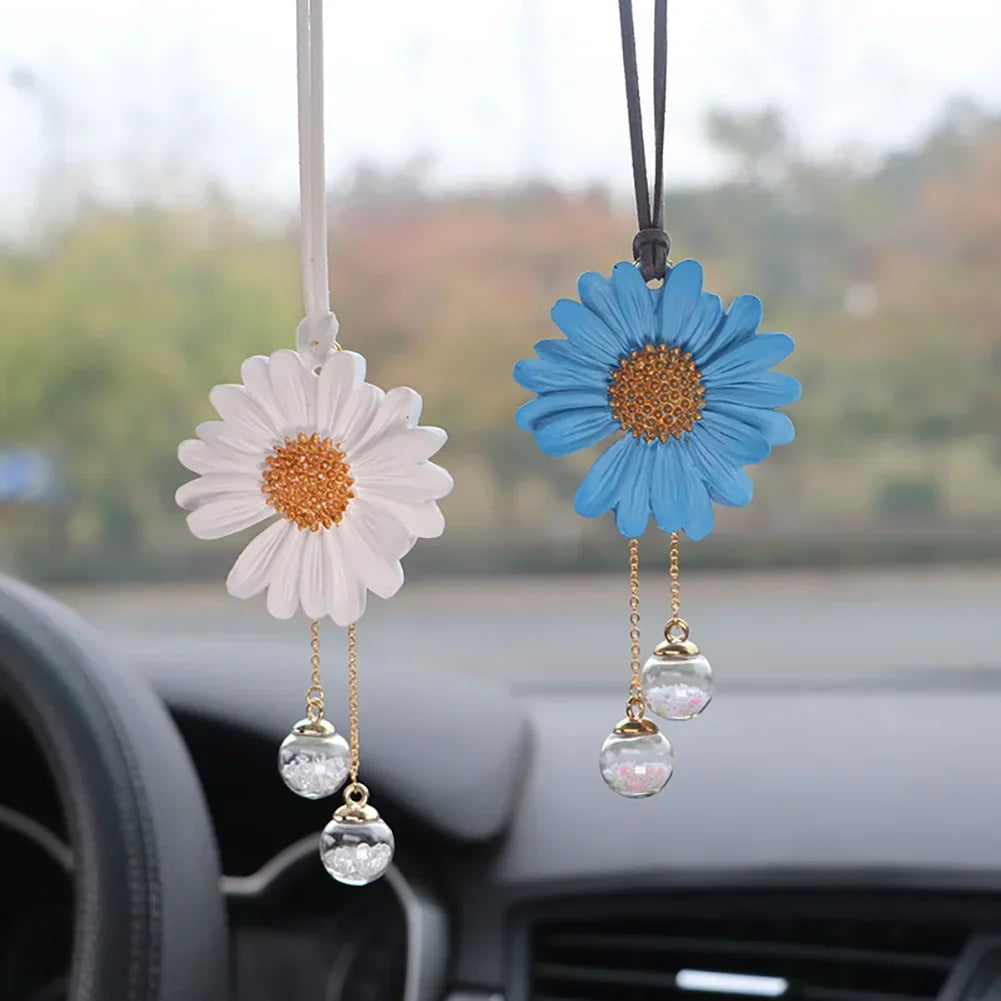 Charming Kawaii Daisy Car Mirror Pendant 🌼✨ | Adorable Plaster Decoration for Auto & Home!