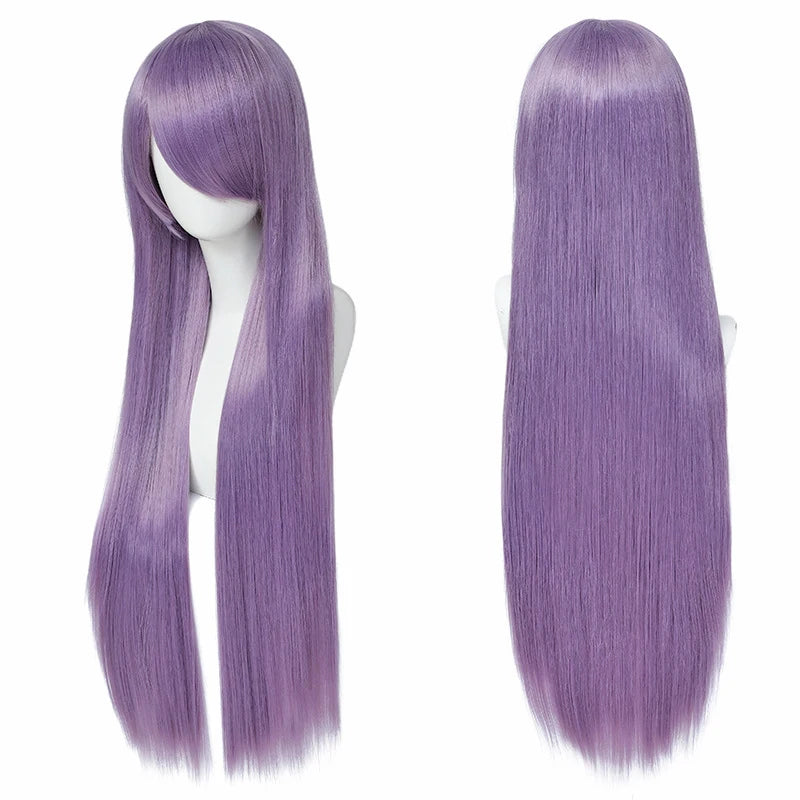 Cute Lolita 80 Centimeter White Purple Wig With Bangs For Cosplay π»π