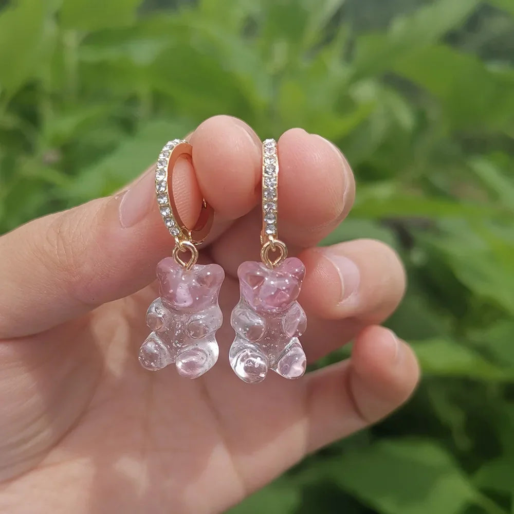 π Sweet Rainbow Bear Dangle Earrings π¬β¨ Cute Acrylic Drop Jewelry for Trendy Girls! π»π