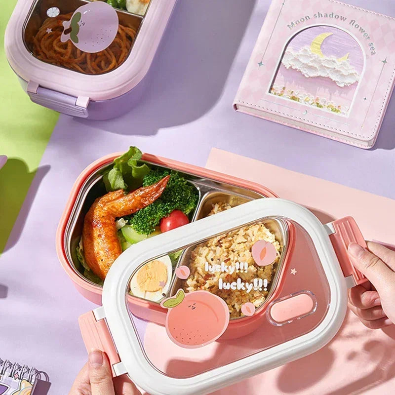 Kawaii Stainless Steel Bento Box π₯ͺβ¨ | Adorable Portable Lunch Container for Kids π±π | Sealed, Heatable & Eco-Friendly! π