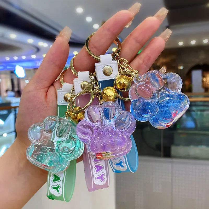 β¨ Cute Cat Claw Bubble Bead Liquid Flowing Sand Keychain Pendant π Perfect Friendship Gift for All! πΎ - Pixie Quill