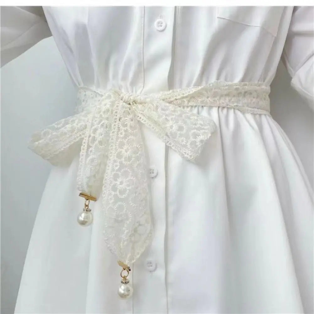 β¨ Kawaii Lace Waist Belt with Pearl Charm πΈ Elegant Accessory for Sweet Style π Perfect for Dresses & Skirts!