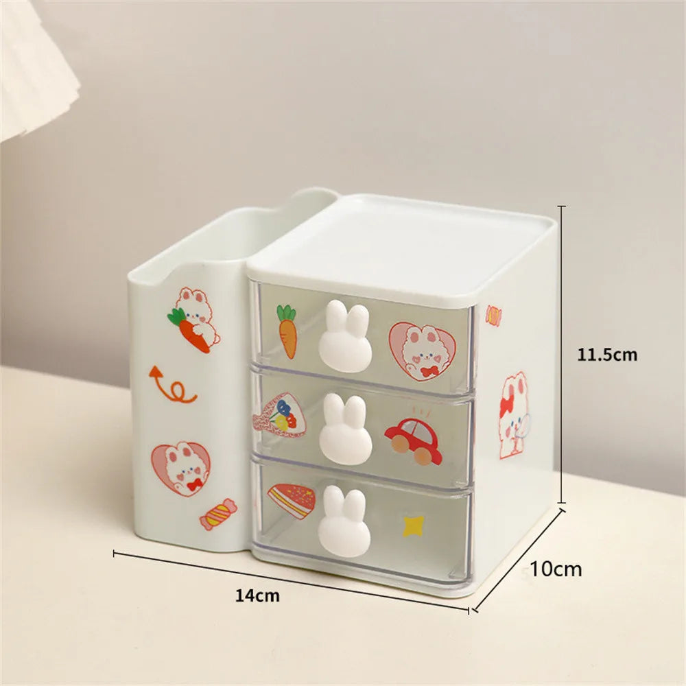 Kawaii Bunny Desktop Organizer π°β¨ β Cute Storage Box for Stationery & Cosmetics πΈποΈ