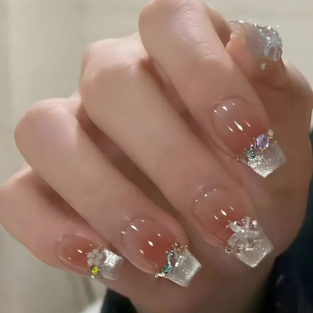 Kawaii Butterfly Dreams πΈβ¨ 24pcs Press-On Fake Nails Set with Glue - Adorable Acrylic Tips for Stylish Girls ππ¦