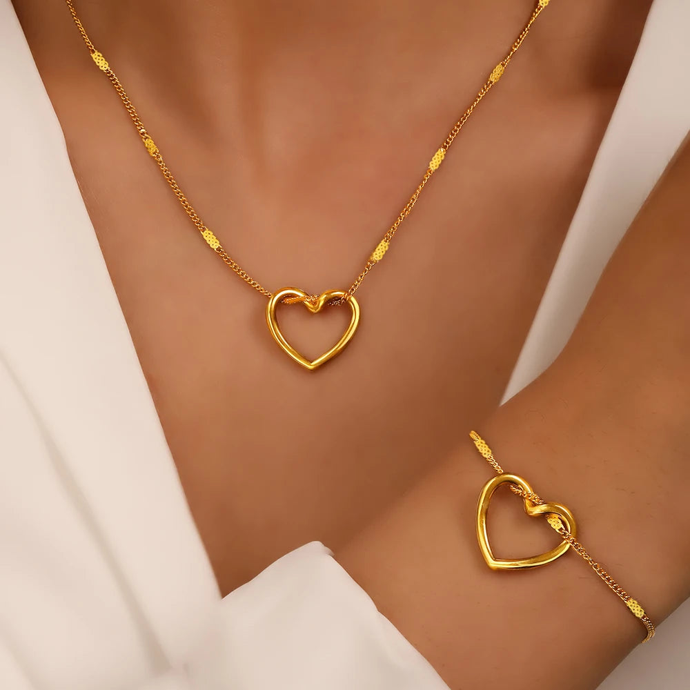 Kawaii Twisted Heart Stainless Steel Jewelry Set πβ¨ - Luxurious & Trendy Gift for Her! π
