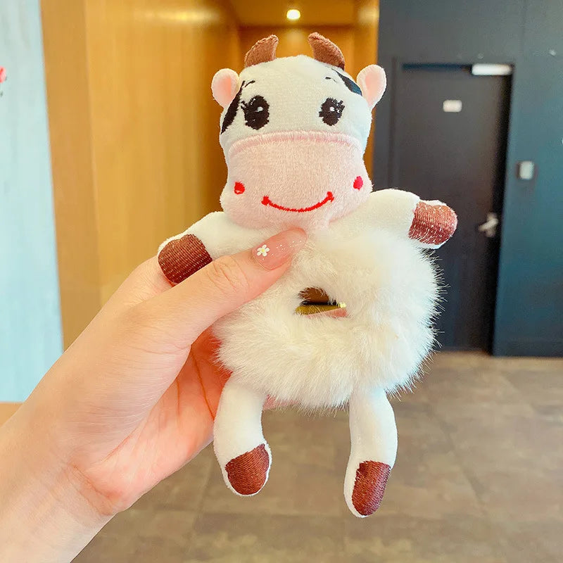 Kawaii Cute Cartoon Animal Hair Ties πΎβ¨ - Adorable Plush Headbands for Kids, Safe & Stylish Hair Accessories!