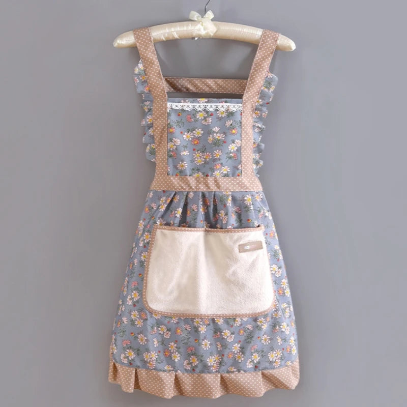 πΈ Kawaii Floral Canvas Apron πΌ Cute & Breathable for Cooking Fun! π³β¨