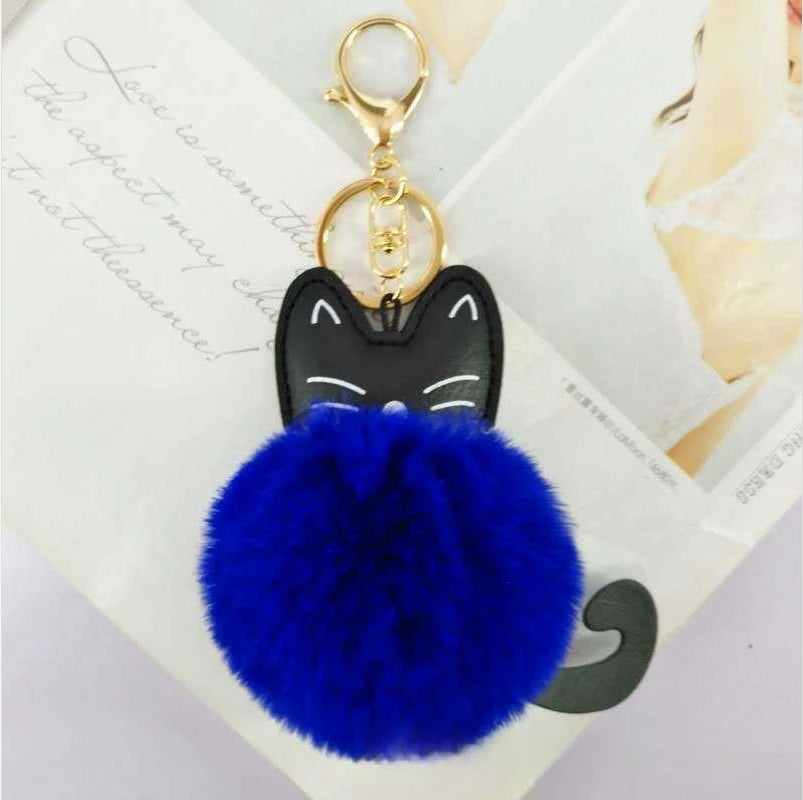 Kawaii Cat Pompom Keychain πΎβ¨ Adorable Fur Ball Tail Accessory for Bags & Keys π Perfect Gift for Cat Lovers!
