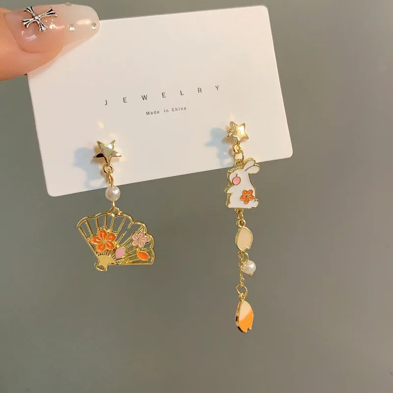 π Whimsical 925 Silver Bunny Earrings π°β¨ Cute Asymmetrical Drop Design for Trendy Women! π