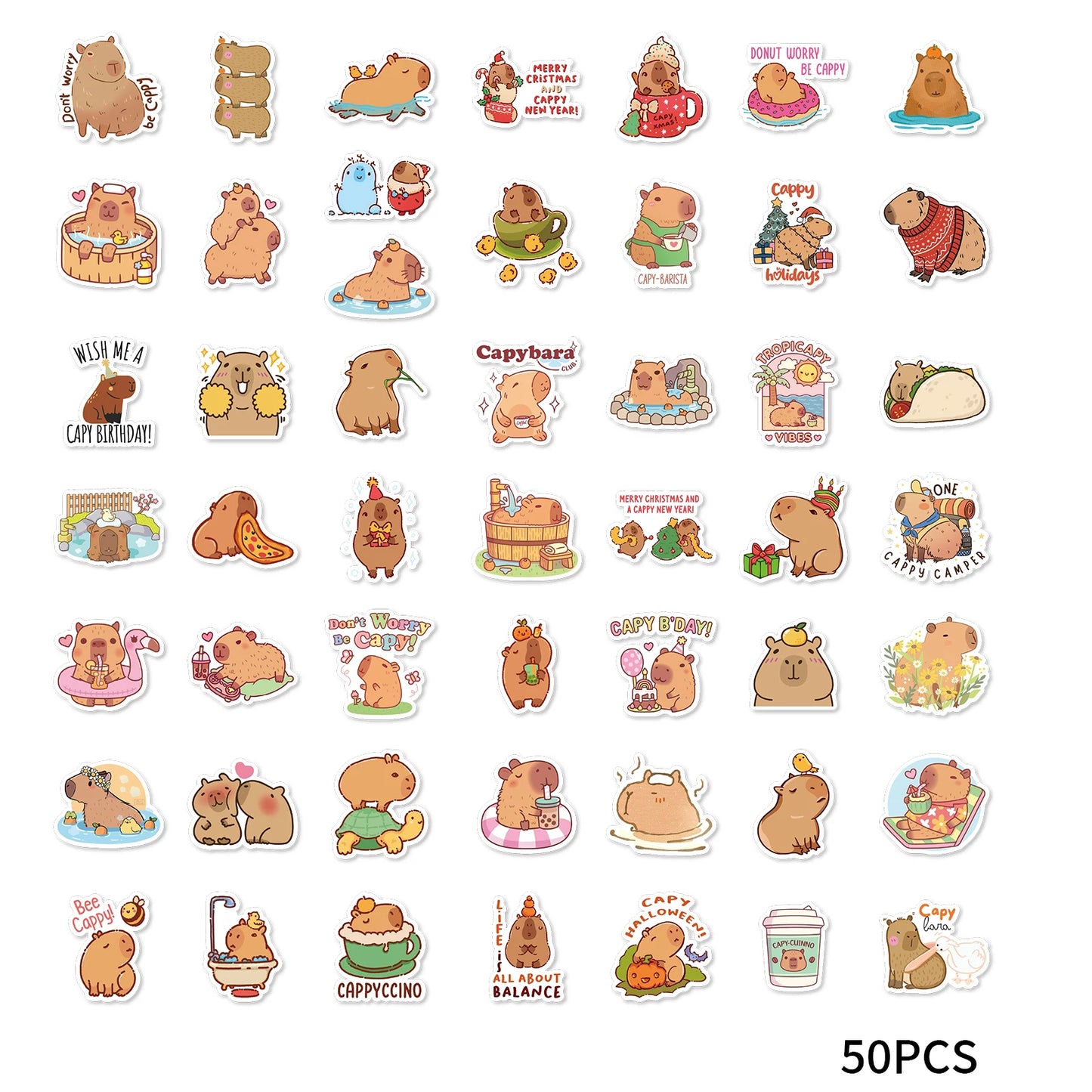 Kawaii Capybara Cartoon Sticker Pack π | 50pcs Waterproof DIY Stickers for Phones, Laptops & More πΎπ
