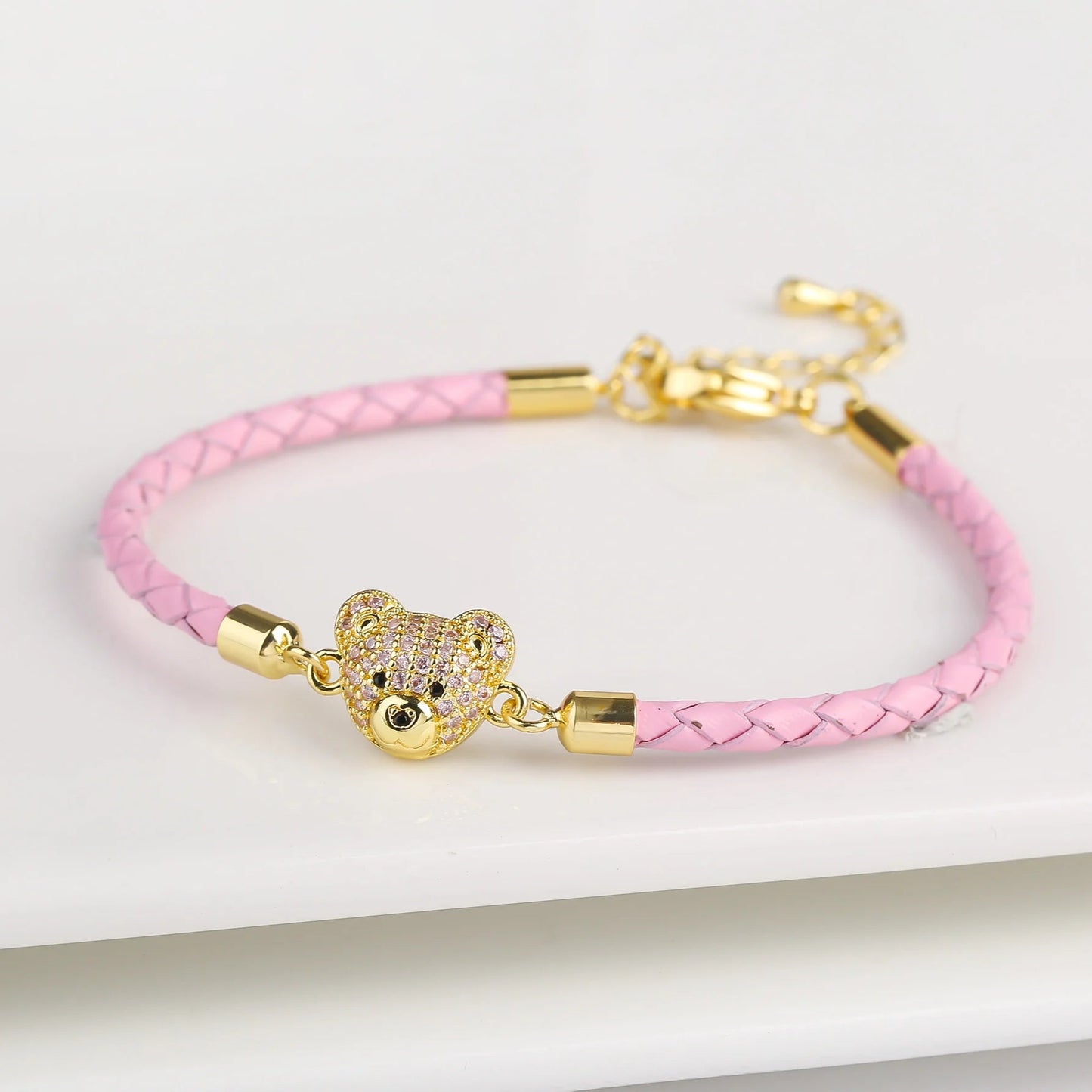 π»β¨ Adorable Bear Zirconia Charm Bracelet - 6 Color Adjustable Leather Rope for Everyone! ππ