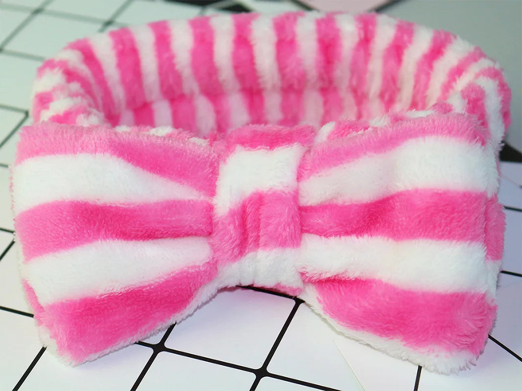 Women Wash Face Makeup Soft Coral Fleece Elastic Headband Head Wrap Cute Rabbit Bow Animal Ears Hairband Girl Hair Accessories