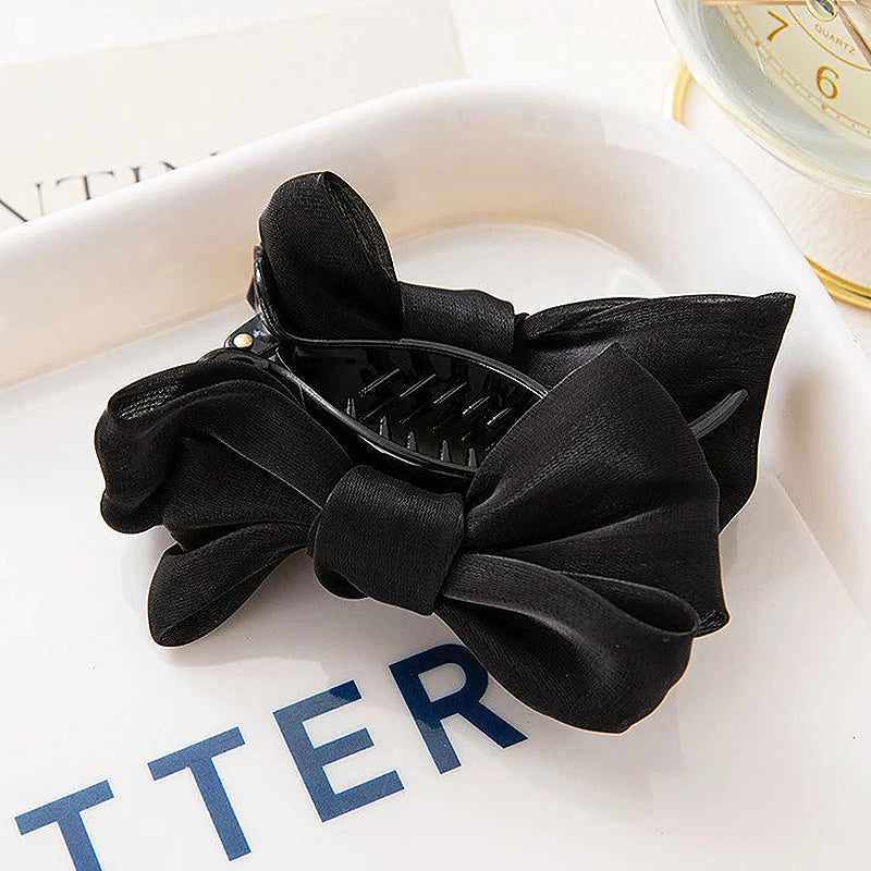Kawaii Large Satin Bow Hair Claw πβ¨ Adorable Hair Accessory for Trendy Girls - 12CM Fashion Statement!