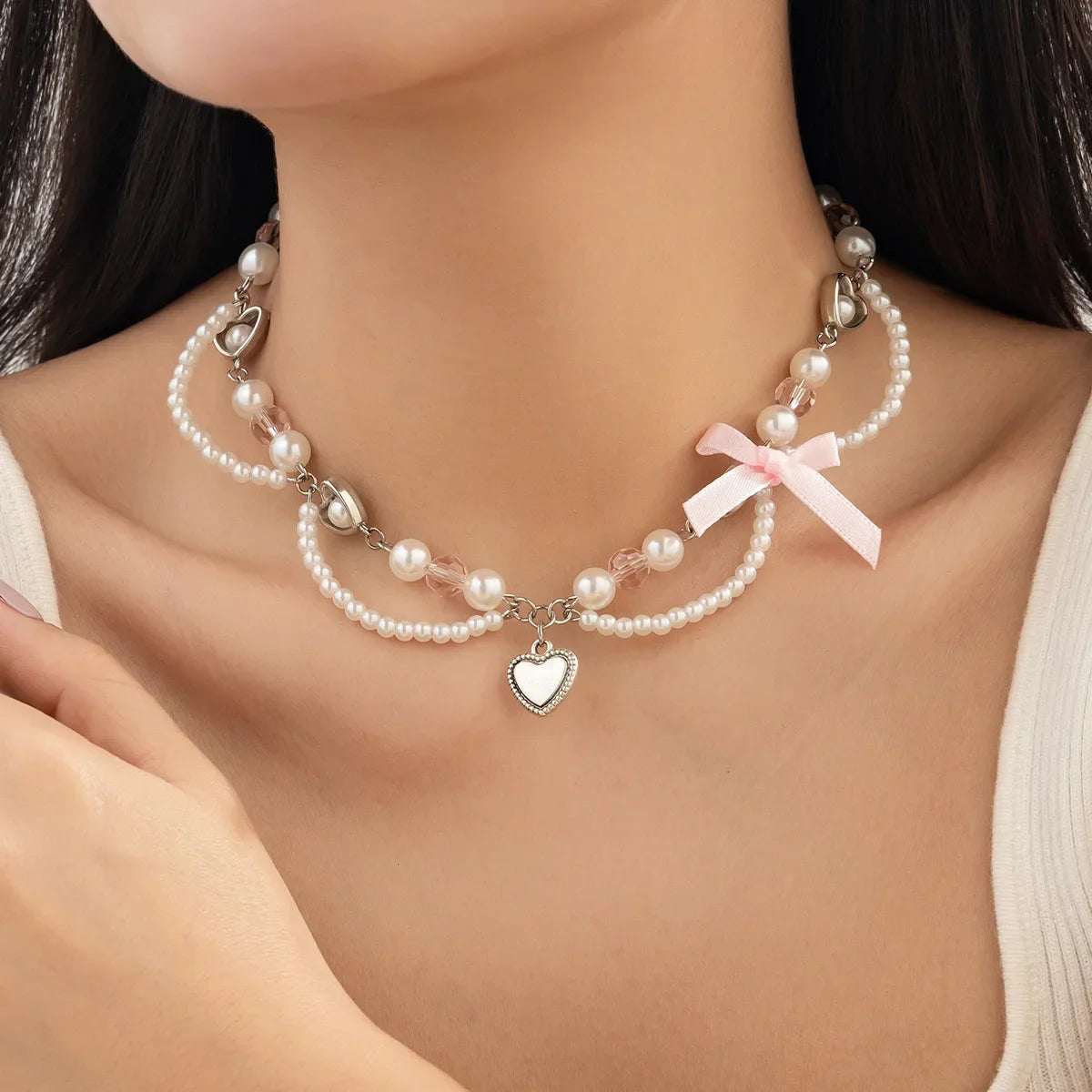 Kawaii Strawberry Pearl Choker πβ¨ | Sweet Aesthetic Necklace for Women πΈπ