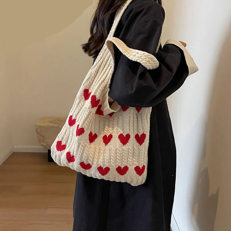 β€οΈ Cute Crochet Heart Bags π Stylish Casual Beach Tote π Fun & Versatile Fashion Companion! πβ¨ - Pixie Quill